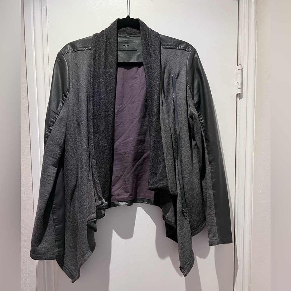Blank NYC Jacket Large Grey, mixed leather and cloth material